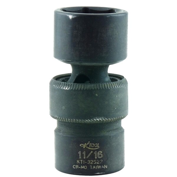 K-Tool International 3/8" Drive Impact Socket black oxide, Swivel 6 pt., 3/8"Dr, 11/16 KTI-32522 - main